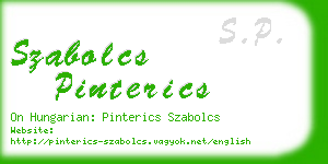 szabolcs pinterics business card